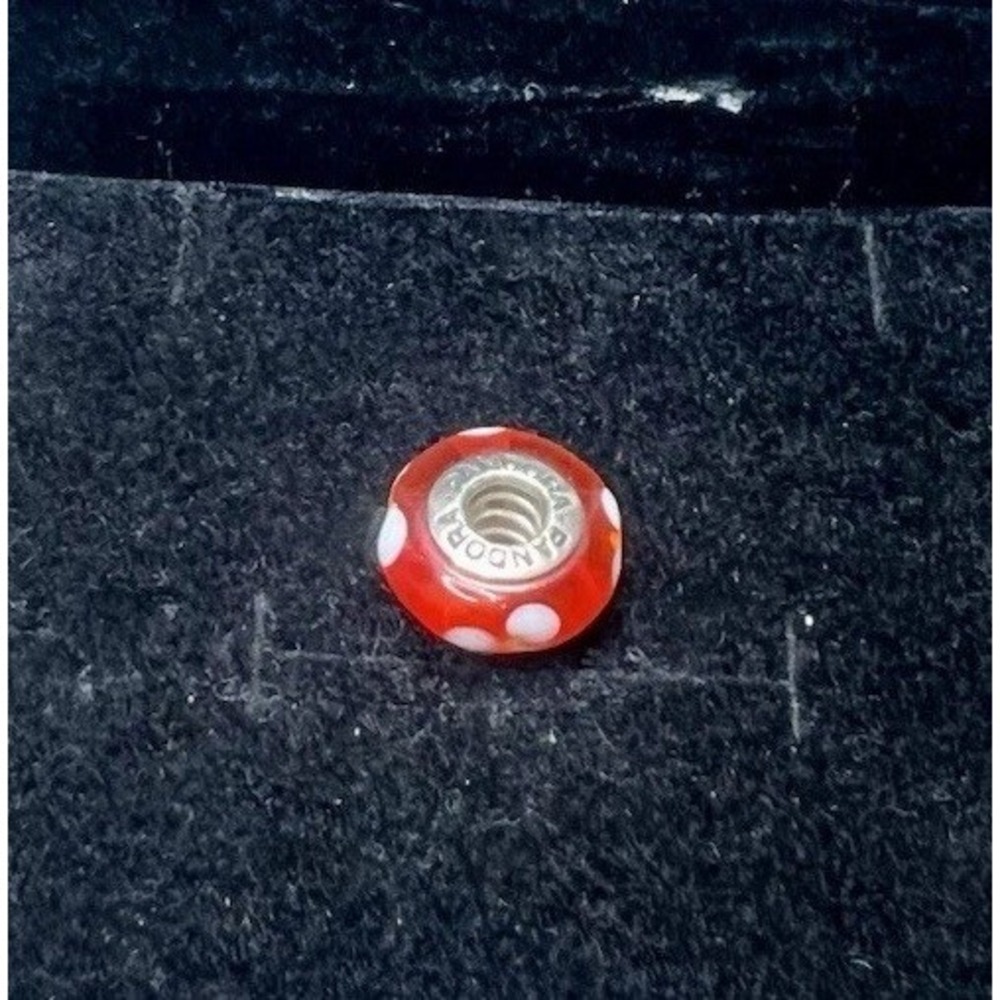 Pandora S925 ALE White Flowers Red Murano Glass Bead Charm 790622 - Retired